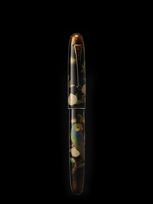 Parrot with Peach｜YUKARI ROYALE｜Maki-e fountain pen｜Namiki