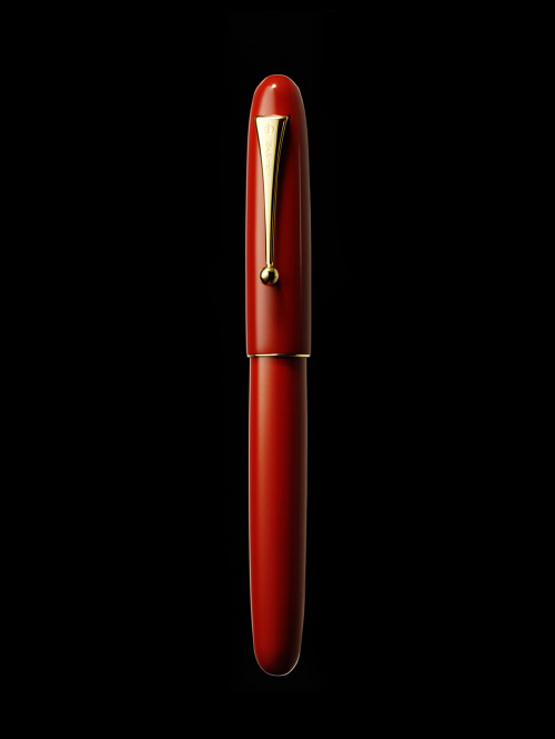 無銘　鶴　蒔絵　万年筆　朱漆　朱軸　14K インキ止め式 35.jpg