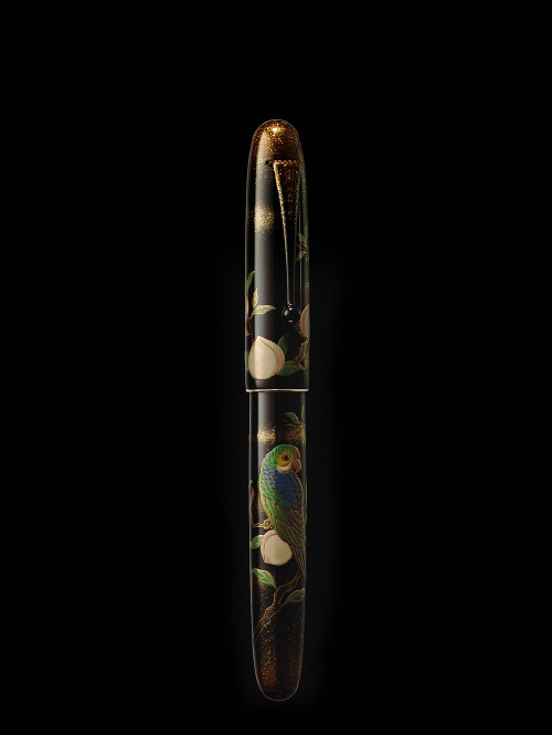 NAMIKI 蒔絵万年筆、桃とオウム NAMIKI 蒔絵万年筆、桃とオウム